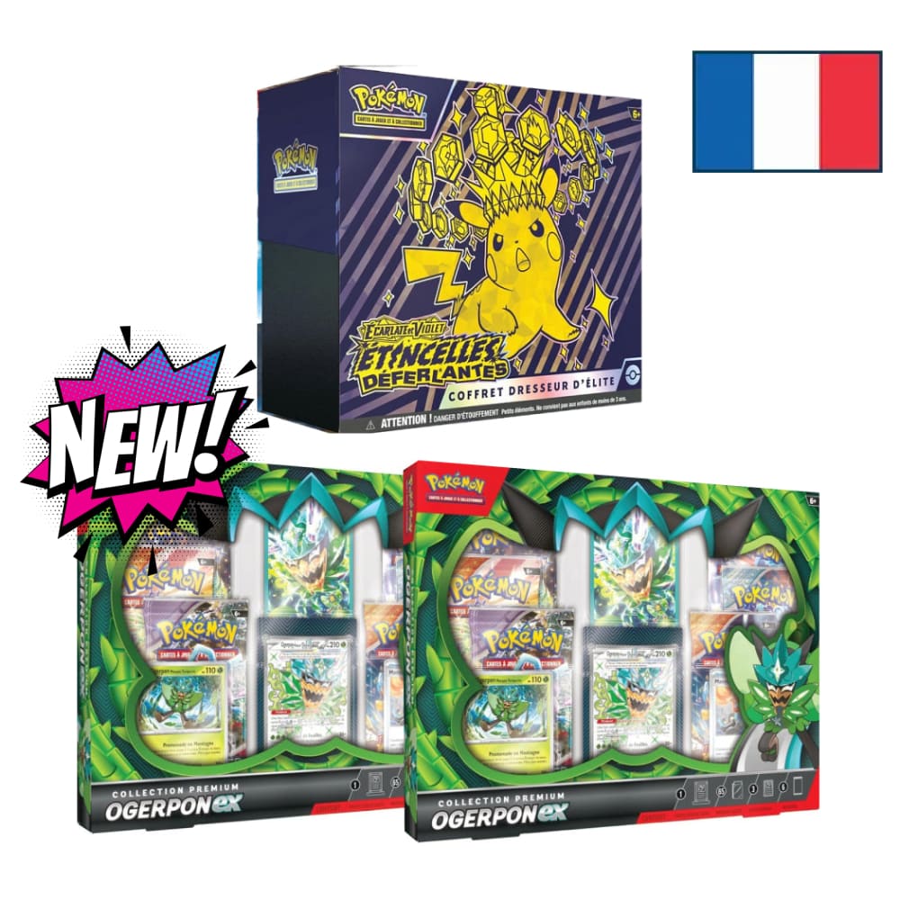 Pack: 1 Etb Ev8 Etincelles Déferlantes + 2 Coffrets Ogerpon Ex - Fr