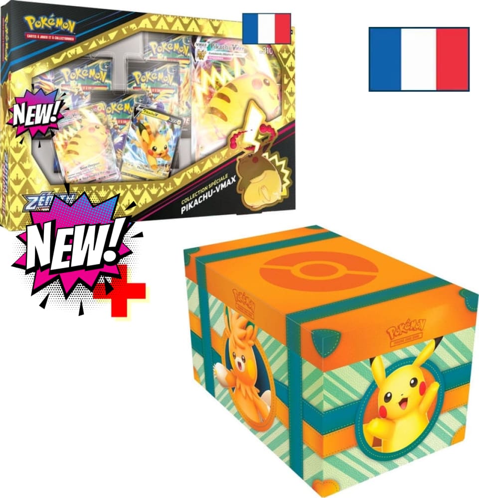 Pack Pokémon: 1 Coffret Pikachu Vmax Zénith Suprême + Coffre Aventure À Paldea Fr